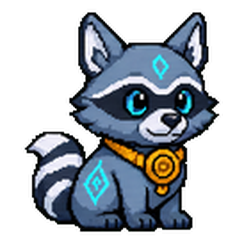 Studio sample pixel raccoon character